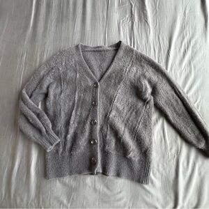 Gray Women's Cardigan Sweater